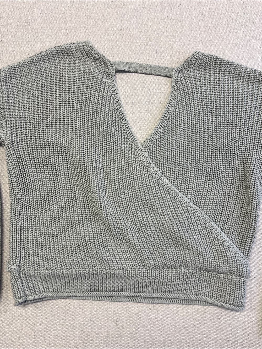 moon & madison Sage Green Crossover V-Neck Sweater - Picture 10 of 10